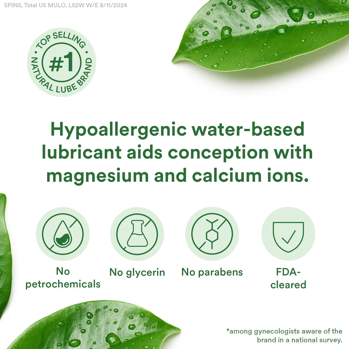 BioGenesis fertility lubricant infographic with hypoallergenic water-based lubricant icons