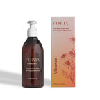 FORIA Vibrance body wash pump bottle and carton, dark amber, 300 ml