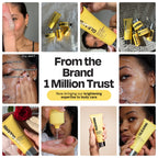 Assorted yellow skincare bars shown in a collage with product branding