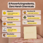 Cream square body bar soap in an open hand