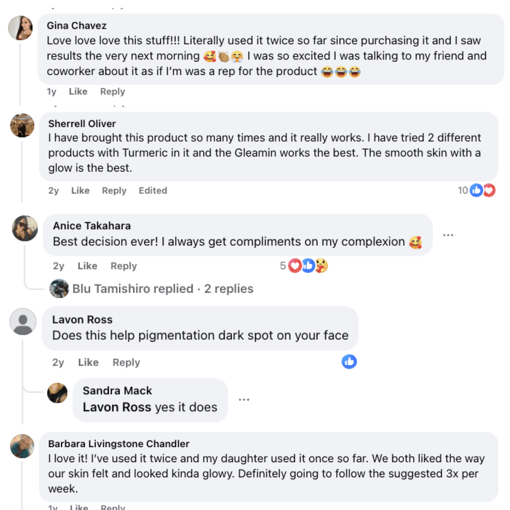 Vitamin C clay mask customer reviews in chat bubbles