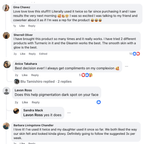 Vitamin C clay mask customer reviews in chat bubbles