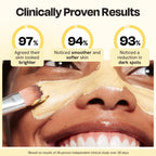 Vitamin C clay mask application on face with thick cream spread