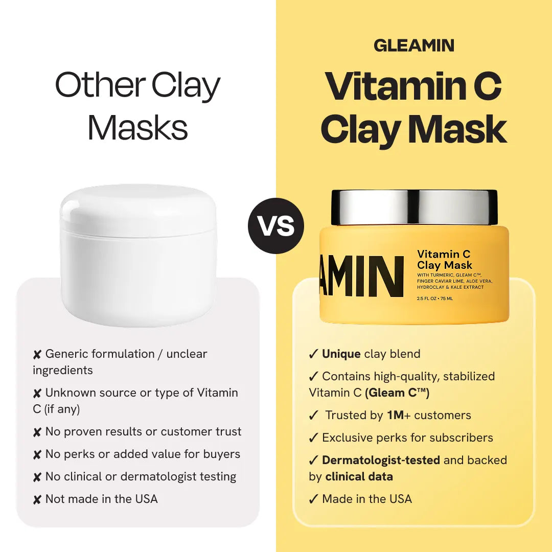 Vitamin C clay mask comparison chart against other clay masks