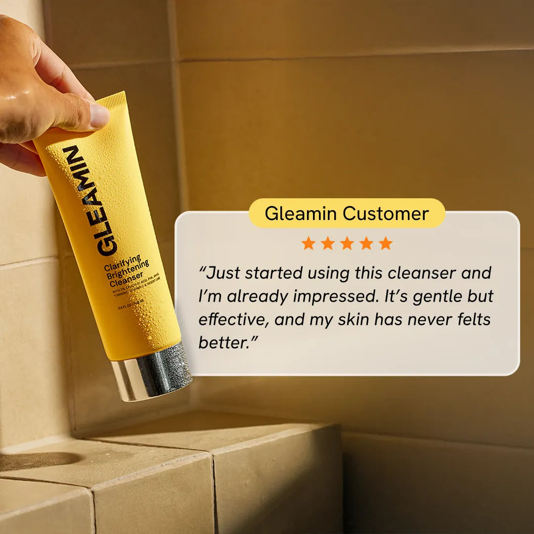 Clarifying brightening cleanser tube, yellow squeeze bottle with silver cap (handheld)
