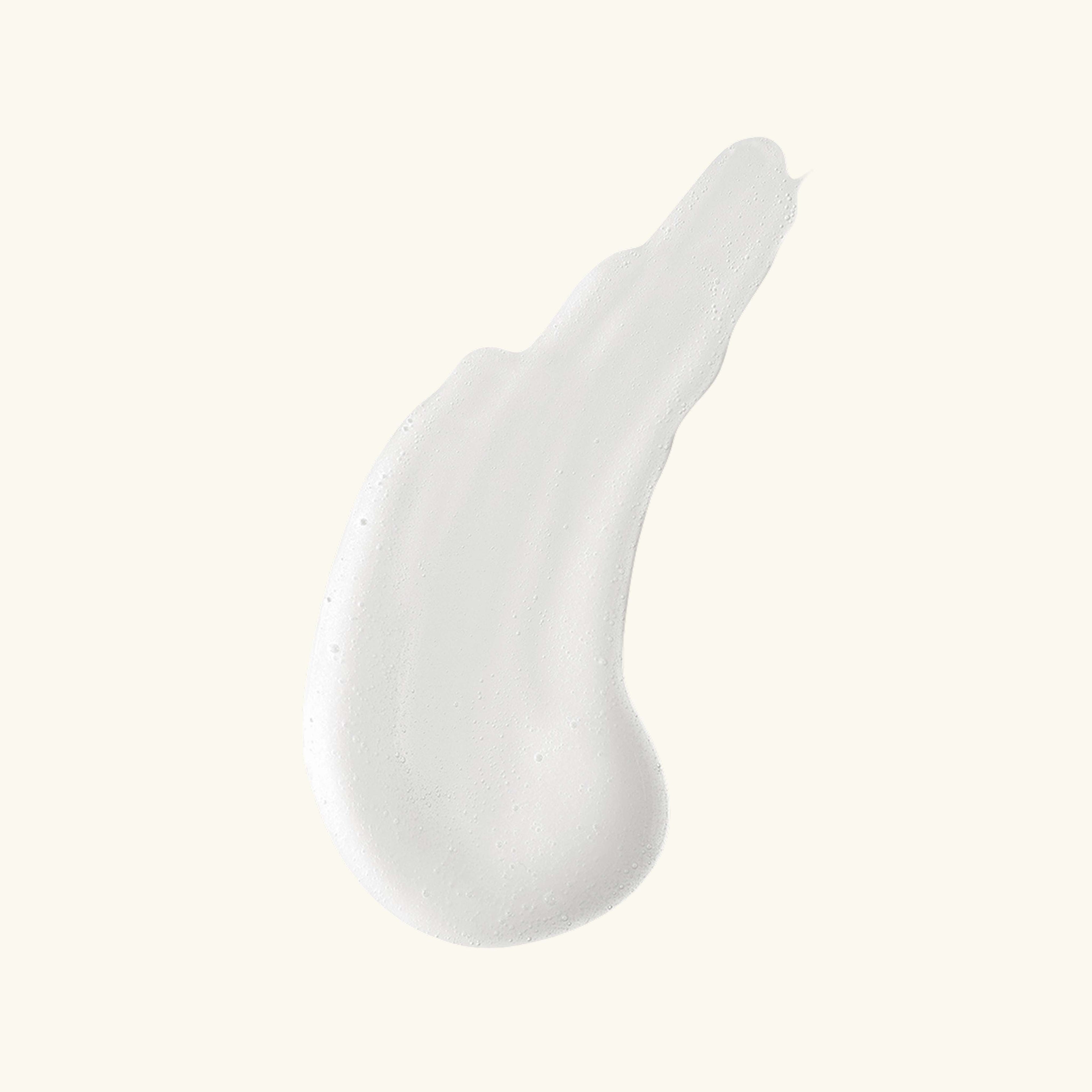 White cleanser gel droplet swatch