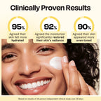 White moisturizer applied to a smiling cheek.