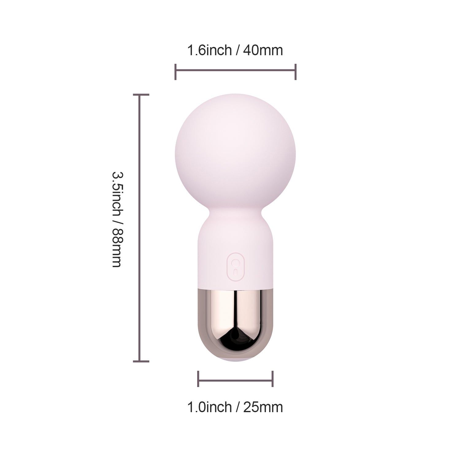 Mini wand massager with pink spherical head and gold base, compact handheld design