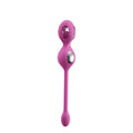 Dual-end kegel trainer with pink silicone handle, oval inserts, and circular opening