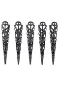 Black chain sensory fingertip guards, five finger covers with pointed tips