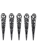 Black chain sensory fingertip guards, five finger covers with pointed tips
