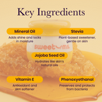 Honey flavored lip balm jar with key ingredient highlight labels
