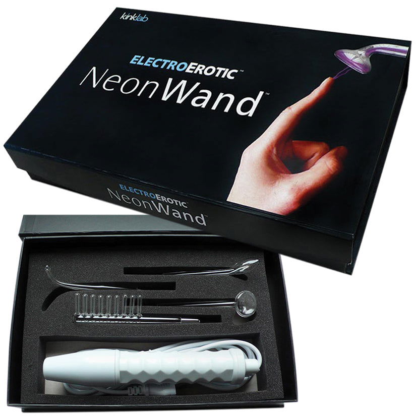 Electrosex Neon Wand kit retail box with instruction booklet and wand inside