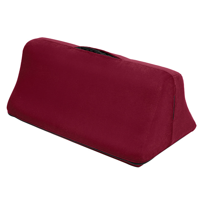 Red fabric toy mount cushion with open top