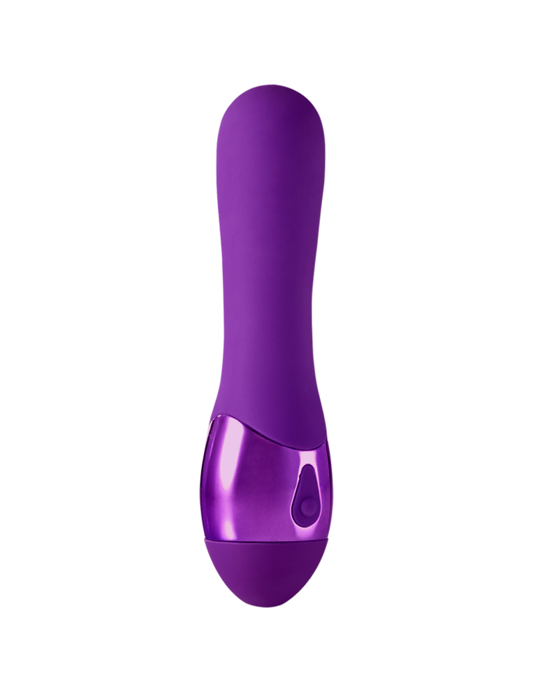 Purple wand-style massager with curved tip