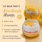 Pineapple-flavored lip balm container with open built-in mirror and applicator