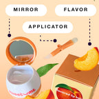 Lip balm design diagram showing mirror, applicator, and flavor