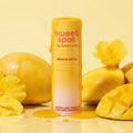 Solid fragrance stick in yellow container, hibiscus scent; capped tube with logo.