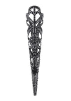 Black chain fingertip guard with circular top and crisscross openwork
