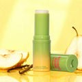 Green roll-on fragrance stick with matching cap and gradient base