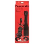 CalExotics Pleasure Kits bondage collection box with black plug, cuffs, and rope set