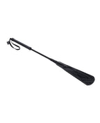 Black velvet strike crop with padded oval head and attached loop strap