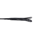 Black velvet strike crop close-up of padded oval head and textured grip