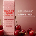 Cherry Bombshell solid fragrance stick in light pink, label and red text visible