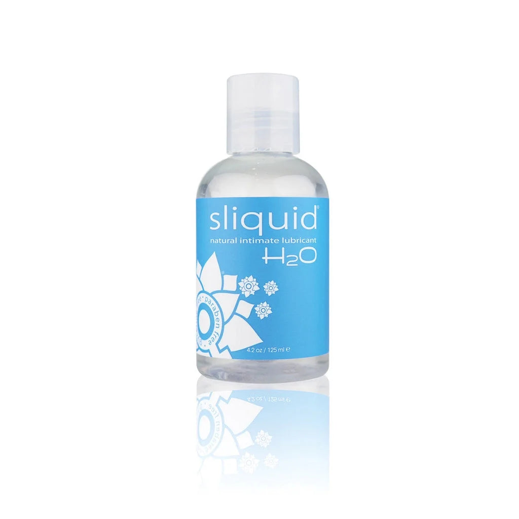 Sliquid H2O natural intimate lubricant bottle with blue label and white cap