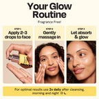 Superactive Serum glow routine with silver pump bottle and serum application