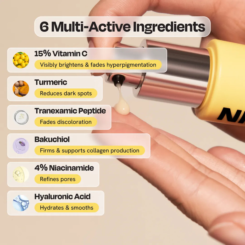 Superactive Serum bottle near fingertip with serum on skin