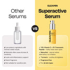 Superactive Serum comparison graphic with yellow bottle and pump