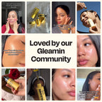Skincare oil bottle with black dropper featured in a community lifestyle collage