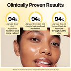 Glowing face with visible facial oil sheen and hydrated skin texture