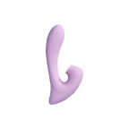 Curved purple silicone clitoral massager, ergonomic U shape with small inner nub