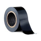 Self-adhesive tape roll with dark gray strip, wound on a visible inner core