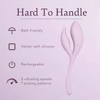 Light purple double-ended silicone massager with two leaf-shaped curved tips