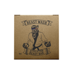 Cardboard Beast Wash soap bar box with bearded boxer graphic and banner label