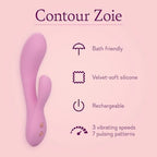 Purple silicone massager with visible speed pattern icons and charging symbol