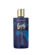 Skinny Dip shower gel & bubble bath bottle with gold cap and deep blue wave print