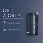 Dark textured cylindrical grip sleeve with ribbed pattern