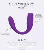Purple U-shaped ergonomic massager with curved handle ends