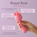 Risqué Rose rose-shaped massager, pink dual-ended design