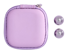 Purple pearl Ben Wa balls with lilac zip pouch and stitched border.