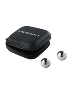 Silver Ben Wa balls with zip case; black exterior and contrast zipper.