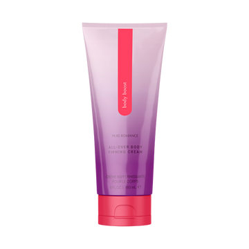 Body Boost squeeze tube product, pink-to-purple gradient with red logo stripe.