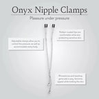 Nipple clamps with ribbed chain straps and dark clamp tips