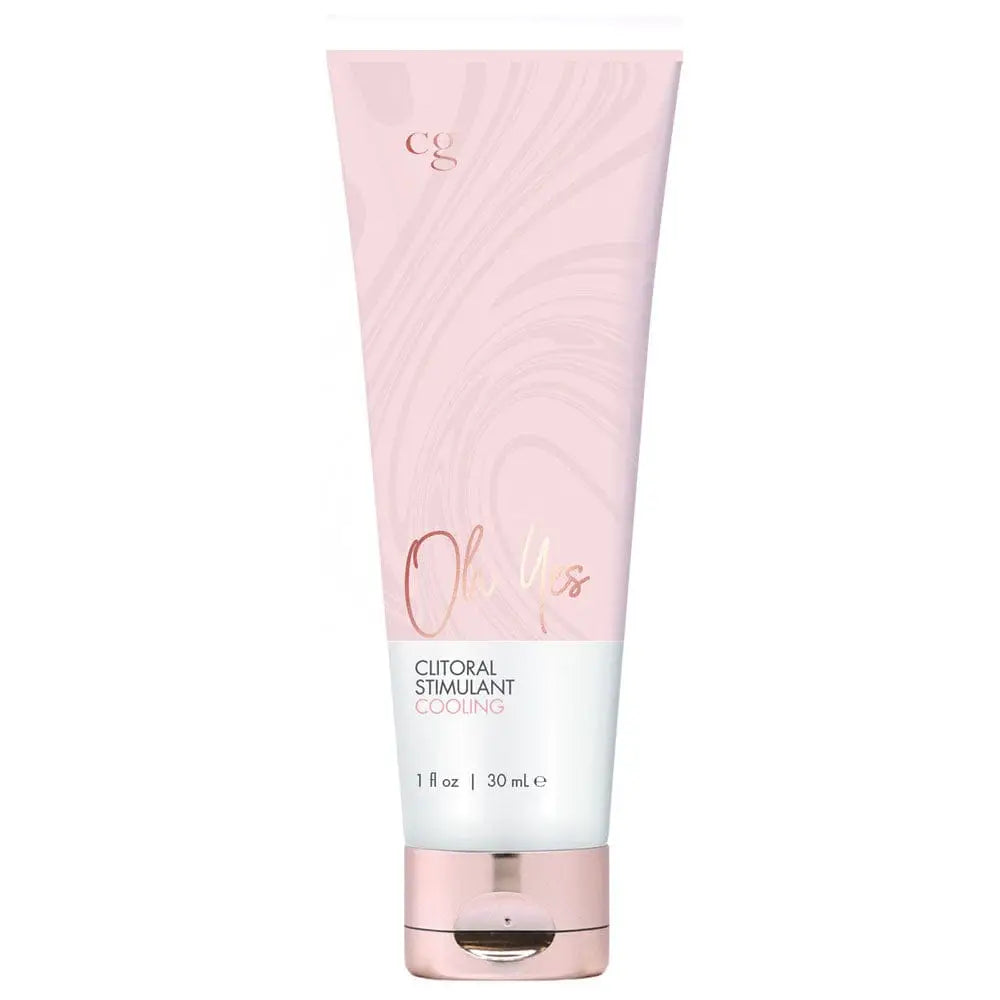 Pink cooling clitoral stimulant gel tube, silver flip-top, 1 fl oz / 30 mL
