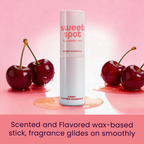Transparent Sweet Spot solid fragrance stick tube with Cherry Bombshell label