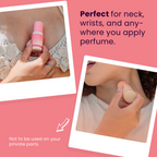 Pink solid fragrance stick applied on neck or wrist area